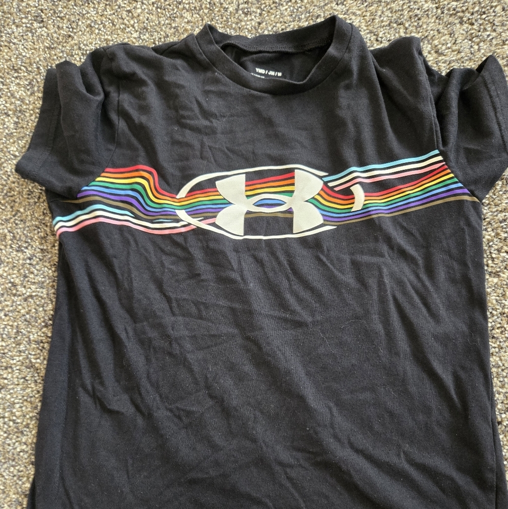 Under Armour Kids Black Tee with Colorful Stripes